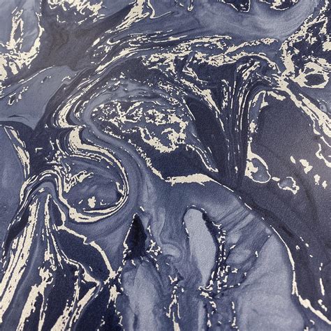 Liquid Marble Effect Navy Blue Silver Wallpaper Elixir Muriva Metallic