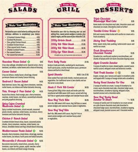 Menu At Hog S Breath Cafe 9 Devereaux Dr Restaurant Prices