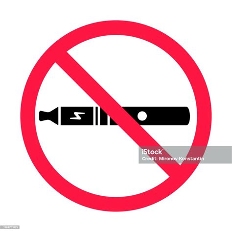No Vaping Sign Red Forbidden Circle Sign Icon Isolated On White