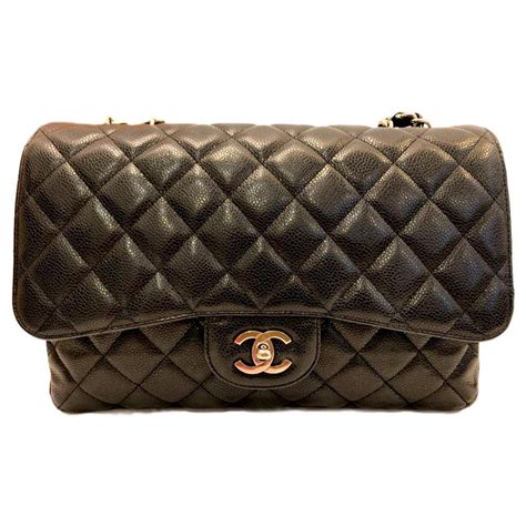 Timeless Chanel Black Caviar Jumbo Classic Flap Bag Shw Leather Ref