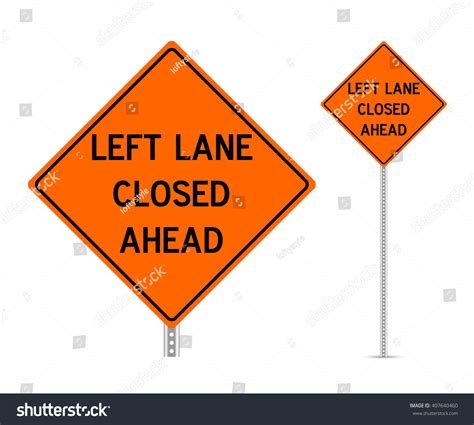 Left Lane Closed Ahead Traffic Sign Stock Vector Royalty Free