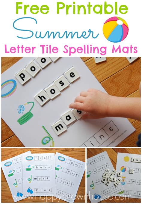 Summer Letter Tile Spelling Mats Free Printable Happy Brown House