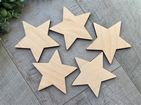 Stars Unfinished Wood Star Blanks Diy Craft Blanks For Wood Crafts Etsy