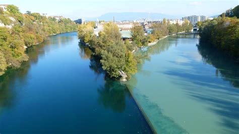 Confluence Of Rhône And Arve Rivers Geneva Switzerland