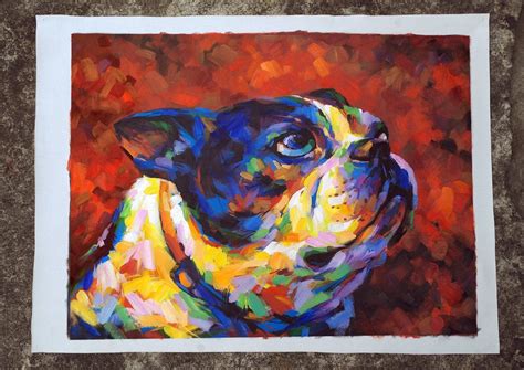 Hand Painted Commission Dog Oil Painting Cat Portrait Painting Dog