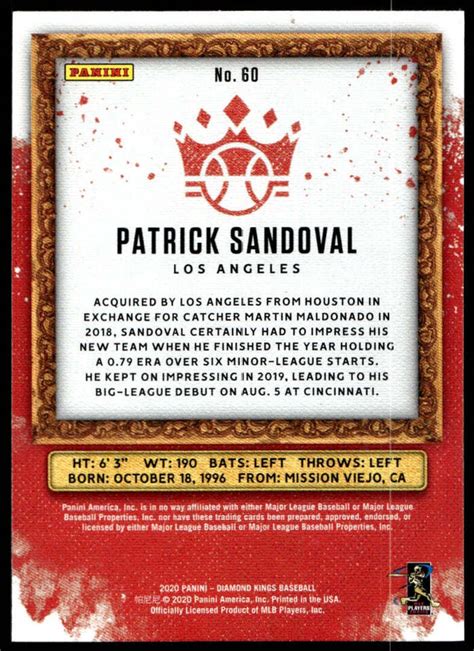Panini Diamond Kings Patrick Sandoval Angels Ebay