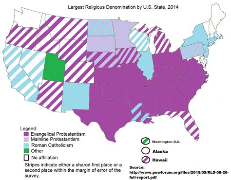 Largest Religious Denomination By State 2014 Vivid Maps