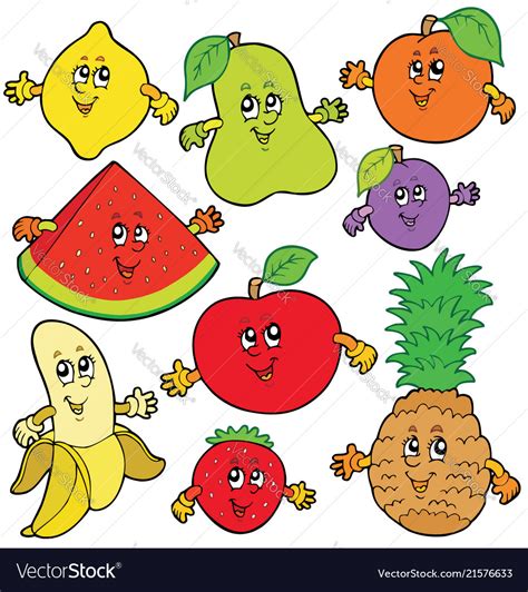 Various Cartoon Fruits Royalty Free Vector Image