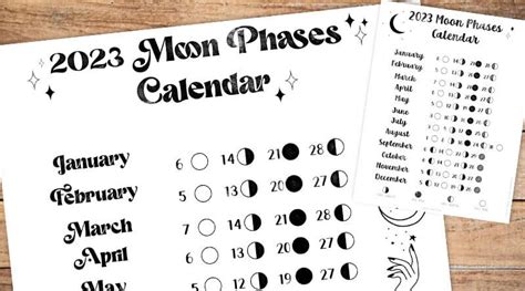Free Printable 2023 Lunar Calendar 2023 Moon Phases Lovely Planner