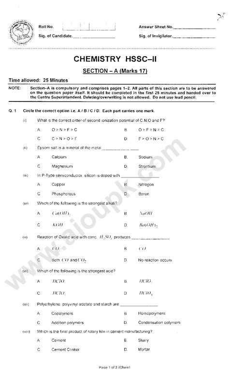This includes but is not limited to: Chemistry Model Guess / Past Papers for 2nd Year - Federal ...