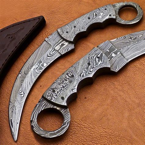Beautiful Handmade Damascus Steel Karambit Hunting Knife Etsy