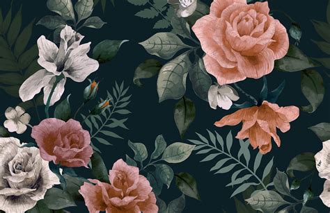 10 Dark Green Floral Wallpaper Decoomo