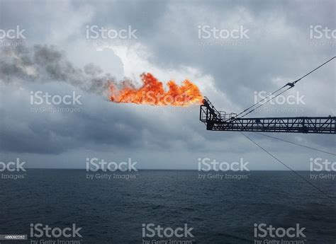 Flare Boom Nozzle On Offshore Platform Stock Photo Download Image Now