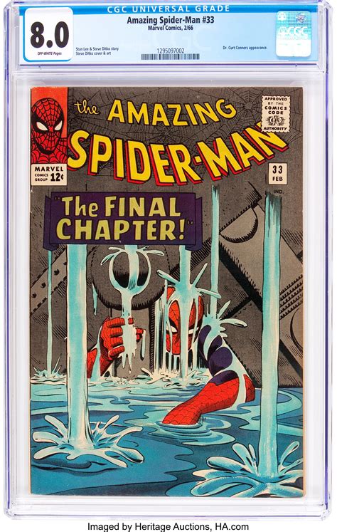 The Amazing Spider Man 33 Marvel 1966 Cgc Vf 80 Off White Lot