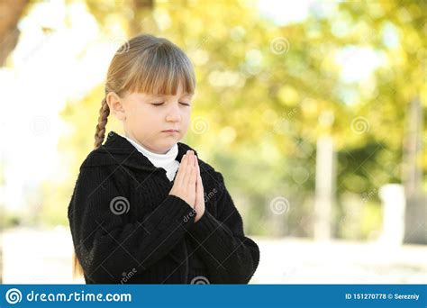 Little Girl Praying Outdoors Stock Photo Image Of