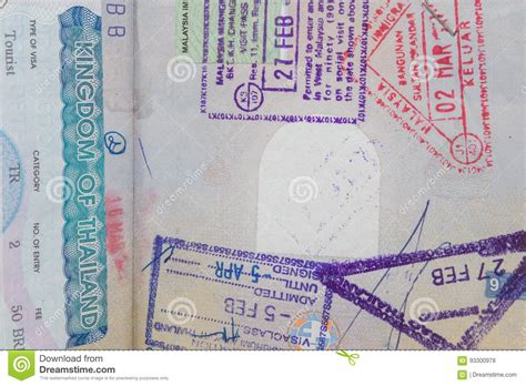 Visas En Pasaporte Foto De Archivo Imagen De Papel Vacaciones 93300978