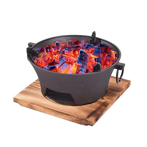 Buy Dalizhai777 Fire Pit Cast Iron Charcoal Stove Grill With Base Wood