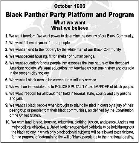 The Ten Point Plan Black Panther Party Black Panther Black Knowledge