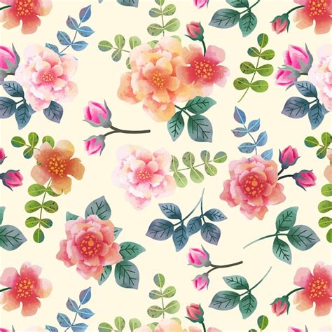 Free Vector Watercolor Floral Spring Pattern Design