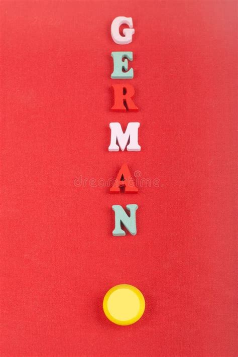 German Word On Blue Background Composed From Colorful Abc Alphabet