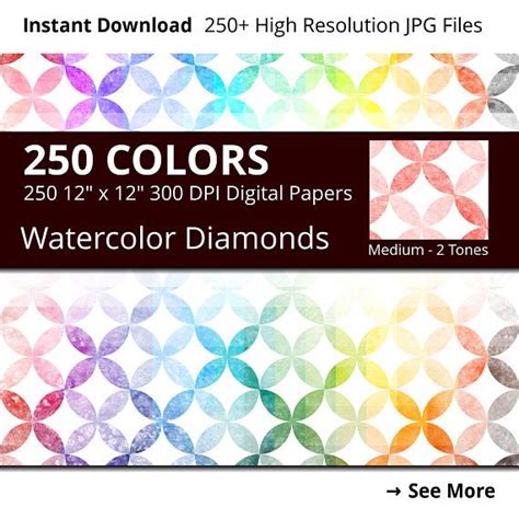 watercolor diamonds digital paper pack 250 geometric digital etsy france papier numérique