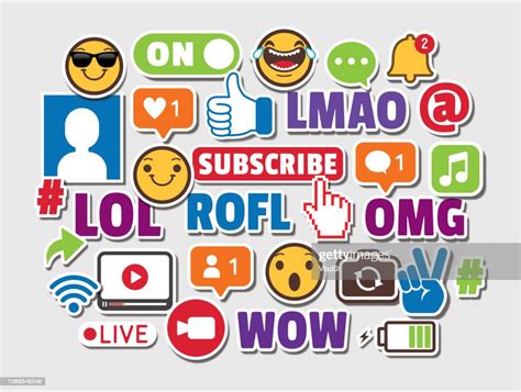Internet Acronyms Social Media Emoticons Online Chat Slang Icons High