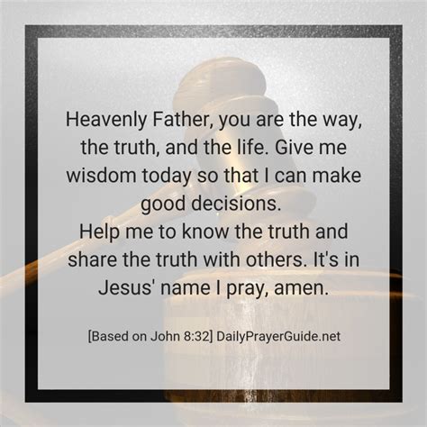 A Prayer To Tell The Truth John 832 Daily Prayer Guide