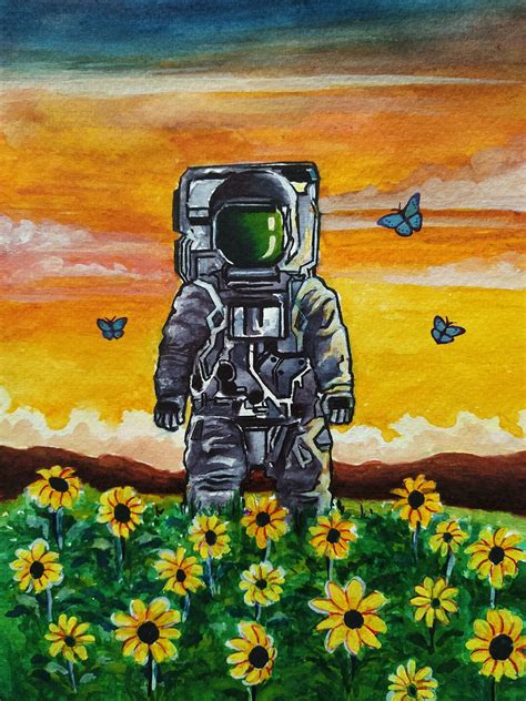 The Other Astronaut Indian Art Paintings Simple Canvas Paintings