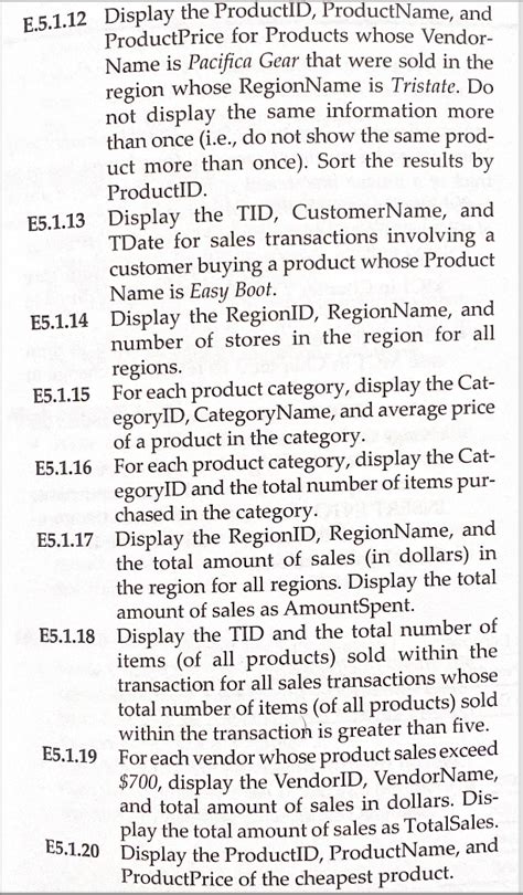 Solved E5112 Display The Productid Productname And