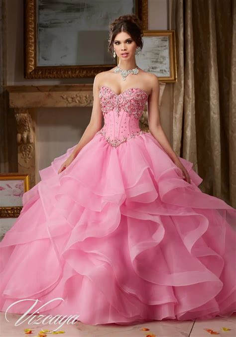 2017 Pink Champagne Ball Gown Quinceanera Dresses With Beaded Ruffles Cheap Sweet 16 Dresses