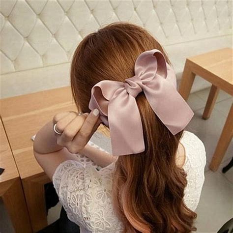 cute satin large big bow hair hairpins hair clip boutique ribbon bow hair clipper hair