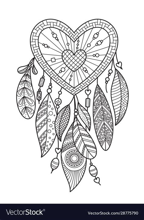 Entangle Heart Dream Catcher With Feathers Vector Image On Vectorstock