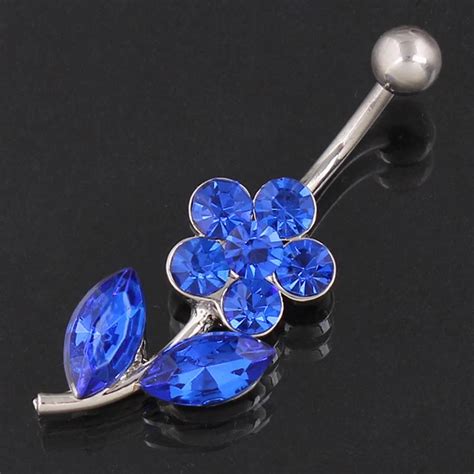 Hot Brand 14g Rose Flower Belly Button Rings 16mm Barbell Sexy
