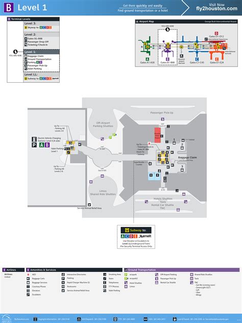George Bush Intercontinental Airport Map Iah Printable Terminal