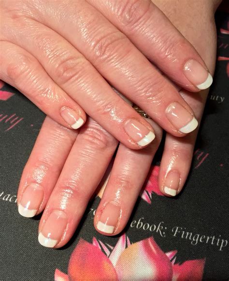 French Gelish Manicure With White Glitter Subtle Christmas Glamour
