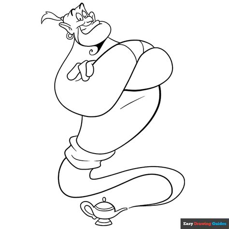 Genie From Aladdin Coloring Page Easy Drawing Guides