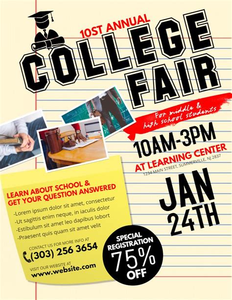 College Fair And Open Day Poster And Flyer Template Education Quotes