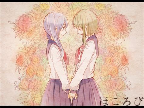 2girls Flowers Gumi Hatsune Miku School Uniform Tama Songe Tears
