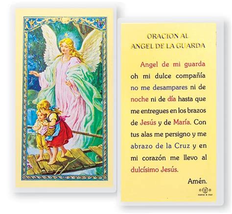 Angel De La Guarda Del Puente Laminated Spanish Prayer Cards 25 Pack
