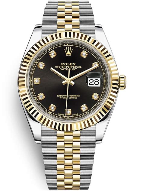 A rolex perpetual watch features a winding stem or crown on the right side of the watch. Rolex Datejust 41 Steel Yellow Gold Diamond Black Jubilee ...