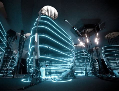Futuristic Architecture Tron Cyberpunk Neon Future Production