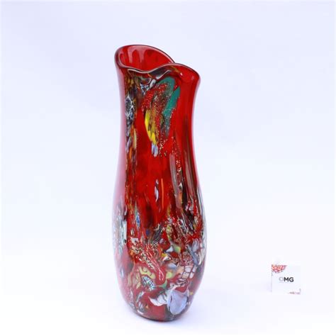 Vase Flame Red Murano Glass Vase