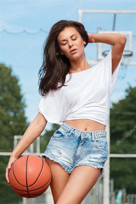 Woman On On Basketball Court Stock Photo AY PHOTO 106347088