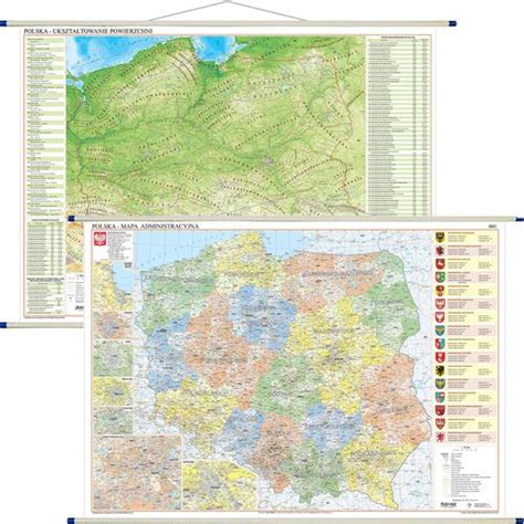 Polska Mapa Scienna Dwustronna Fizyczno Administracyjna