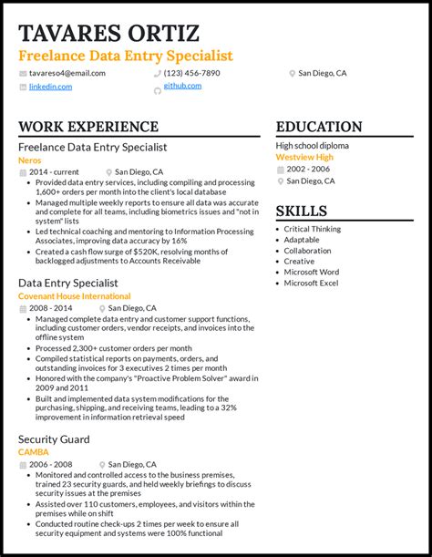 Data Entry Resume Examples That Worked In