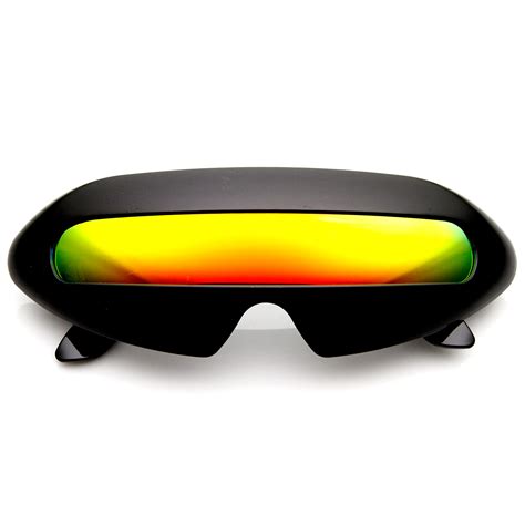 Sunglassla Futuristic Cyclops Neon Shield Color Mirror Lens Wrap