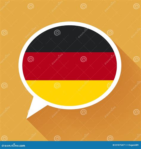 White Speech Bubble With Germany Flag On Orange Background German
