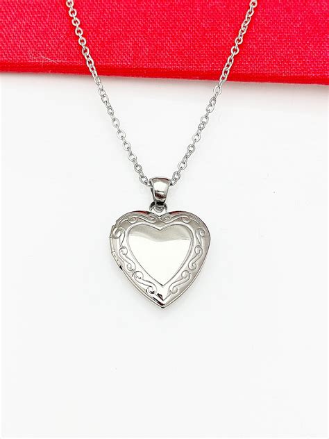 Stainless Steel Heart Locket Pendant Necklace Love Necklace Etsy