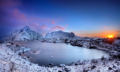 Фото Lofoten Islands зима Norway бесплатные картинки на Fonwall