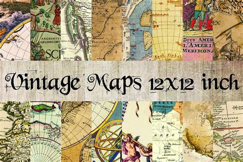Vintage Maps Digital Paper 12x12 Inch 49910 Scrapbooking Design